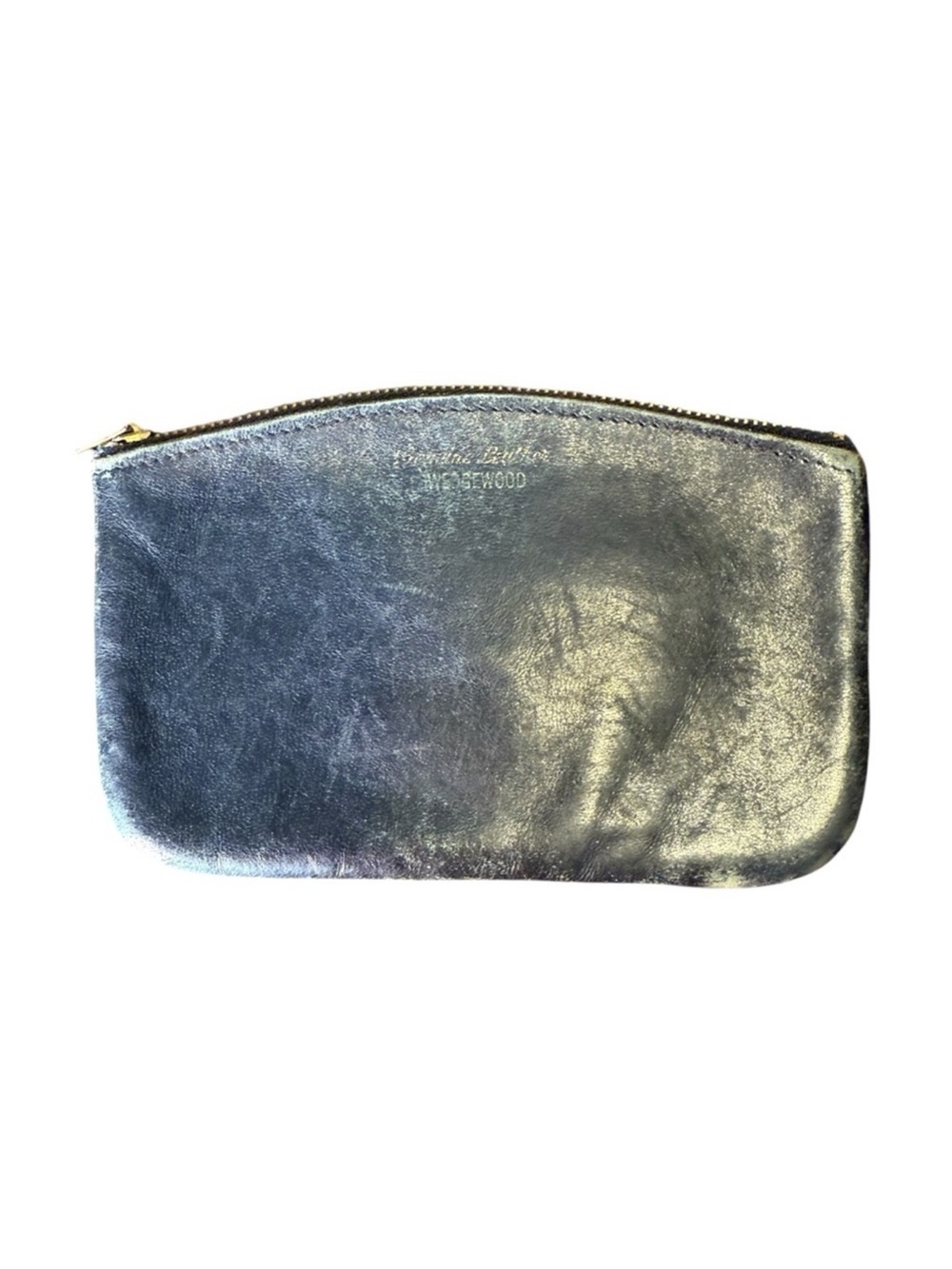 WEDGEWOOD Black Leather Change Purse Coin Purse Wallet Zipper Patina